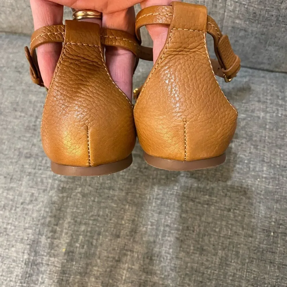 Tory Burch Phoebe Tan Leather Flats Thong Sandals Women’s Size 7
